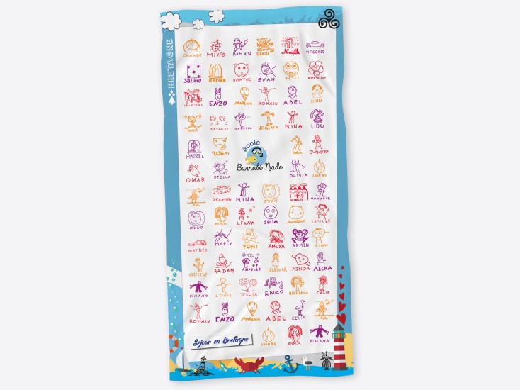 Serviette 50 X 100 avec dessins d'enfants