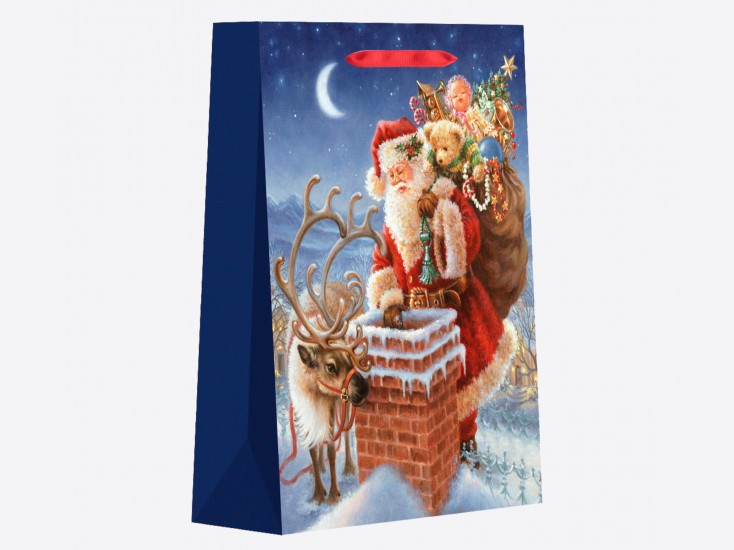 Sac cadeau "Cheminée Père Noël"