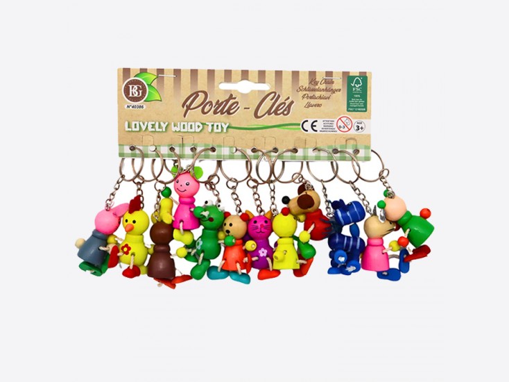 Porte-clés Animal Bois (lot de 12)