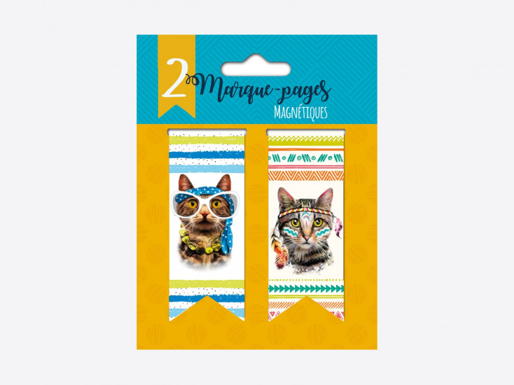 Marque-pages magnétique "Hippie Cat"