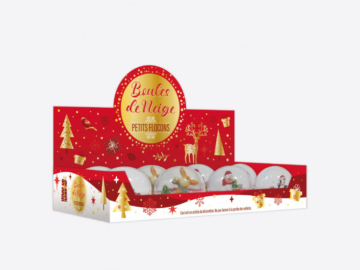 Boîte de 12 Boules de neige Petits Flocons