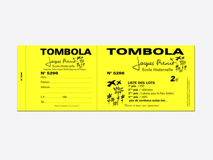 Tickets de tombola à gratter personnalisés